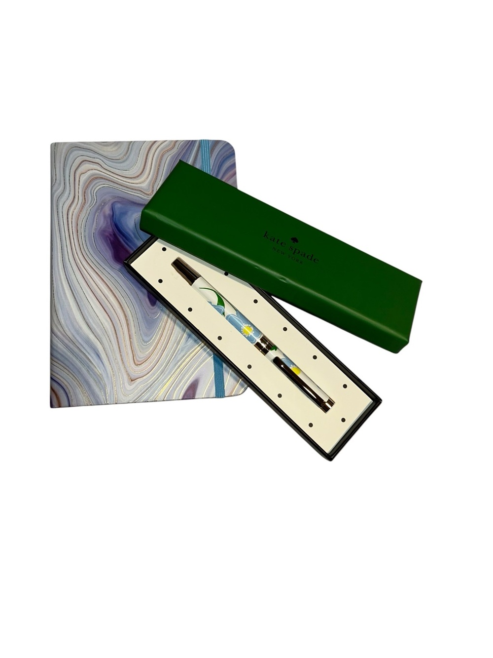 kate spade Green Floral Ballpoint Pen - with notebook
